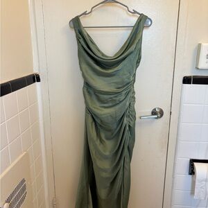 Stunning Green Cowl Neck Maxi Dress